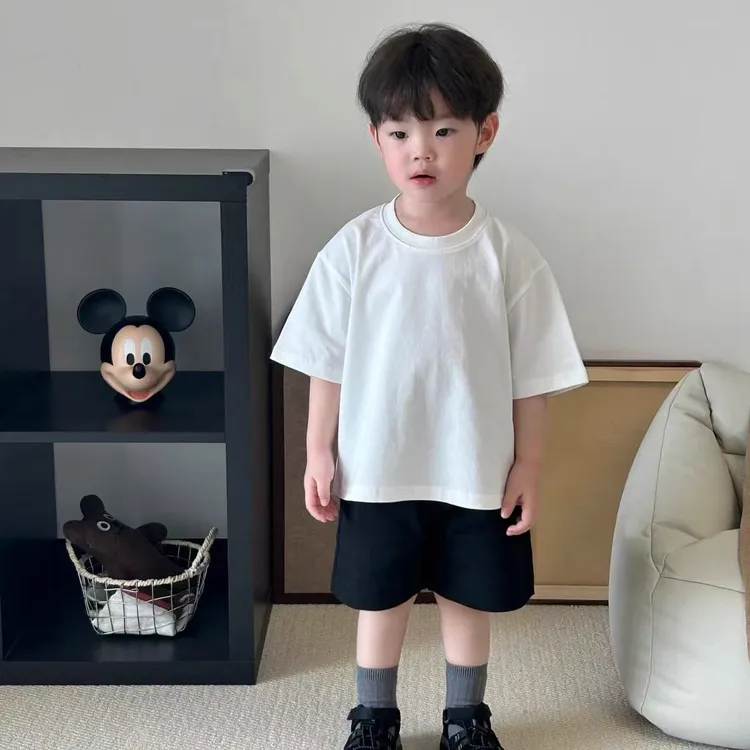 100纯棉男童短袖T恤夏季薄款 儿童中大童宽松T恤半袖男孩帅气上衣