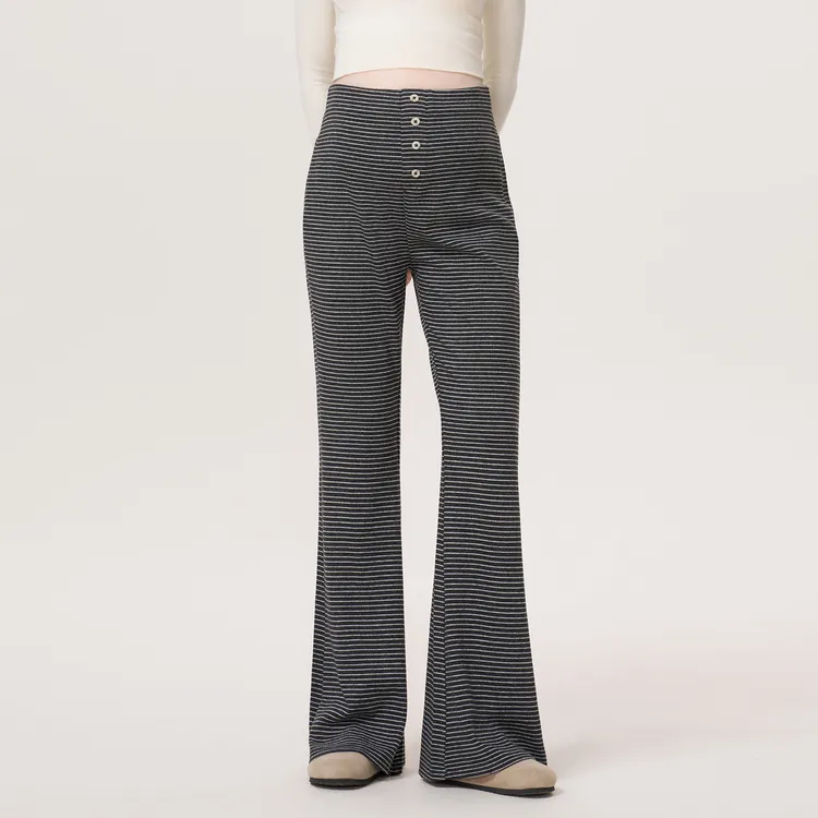 孕妇喇叭裤2025春秋新款弹力松紧高阶条纹长腿喇叭裤显瘦微喇时尚