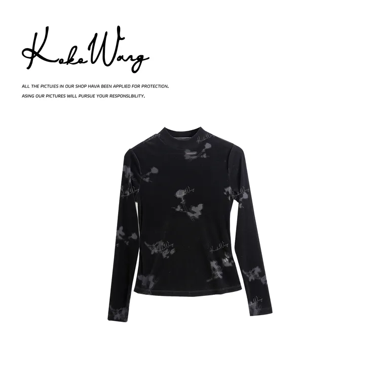 KOKO WANG 秋冬简约朦胧感暗提花修身显瘦时尚打底衫 N2885J27T49
