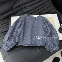 【阿湫】【韩女泡泡格】春秋装儿童洋气格纹百搭宽松风衬衫MPG6704