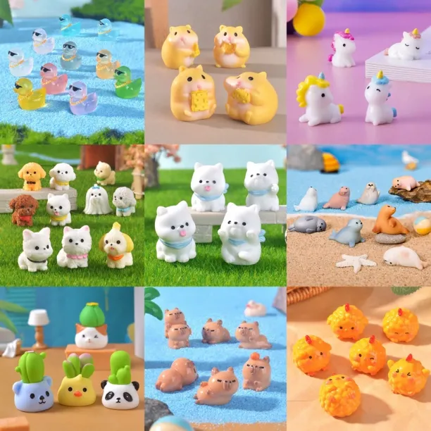 微景观创意小摆件可爱车载动物公仔 diy装饰品配件树脂萌粒摆件