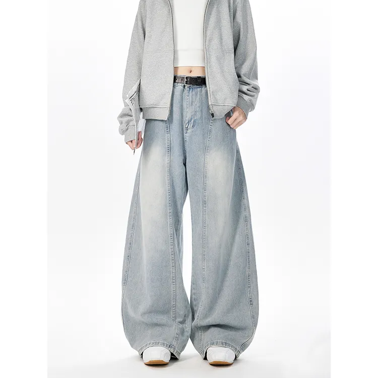 jave pasok美式复古潮流简约阔腿弯刀裤男女款宽松百搭阔腿长裤