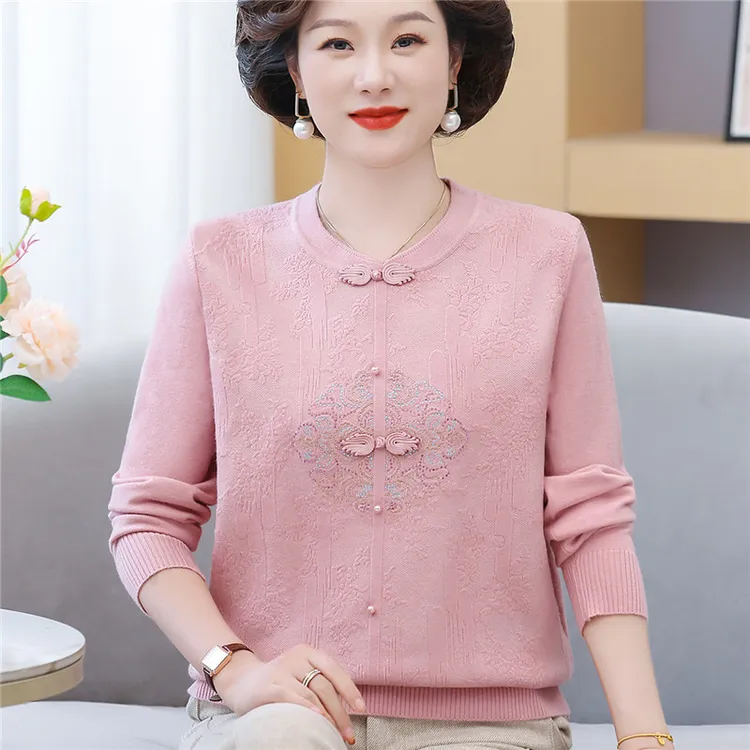 妈妈装秋装2025新款国风毛衣洋气套装中年女秋冬针织内搭打底衫