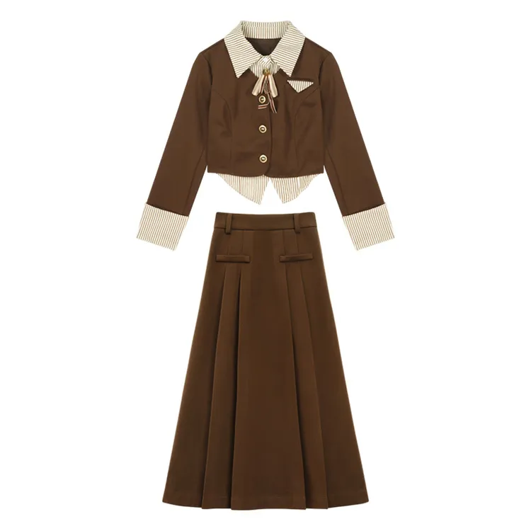 开秋韩系穿搭一整套学院风jk制服套装女秋装2025新款超火连衣裙子