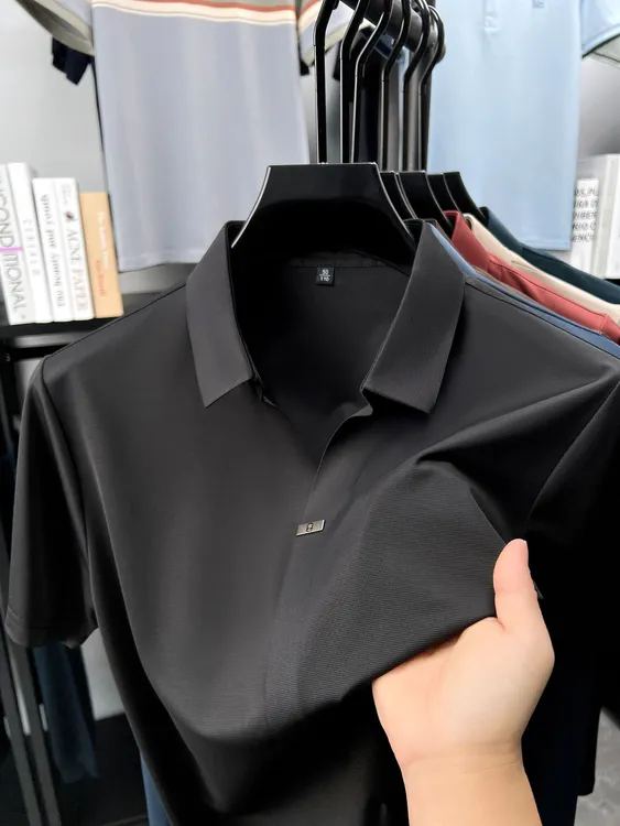 【冰丝短袖】爸爸装夏季男短袖修身型透气纯色Polo衫薄款商务t恤