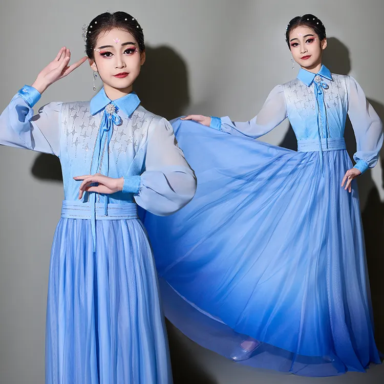 儿童大合唱演出服学生朗诵比赛礼服伴舞长裙舞蹈服装星辰大海女童