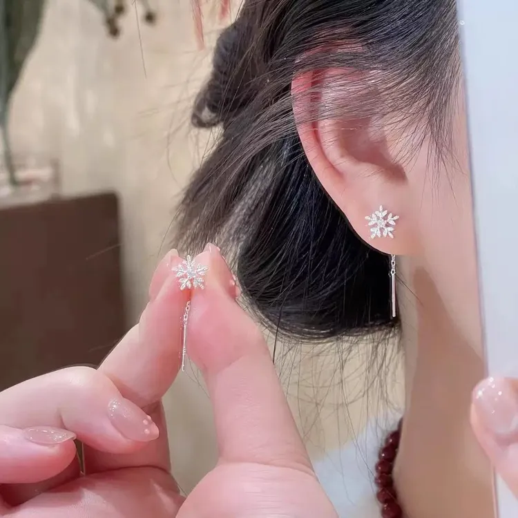 足银耳饰 流苏款日韩耳饰耳线999耳线网红小众不易过敏长款银饰