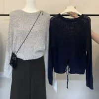 C/5623 韩系设计感小众系带显瘦长袖针织衫 9-23