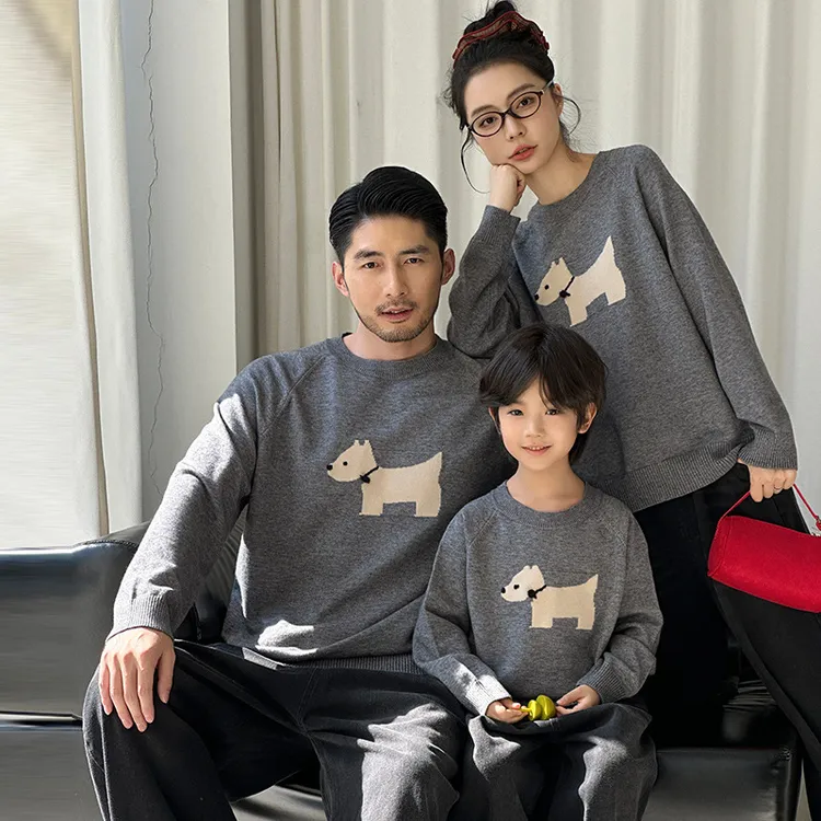 日系圆领小狗软糯亲子装毛衣母女装秋冬款2025年秋冬季高级感上衣