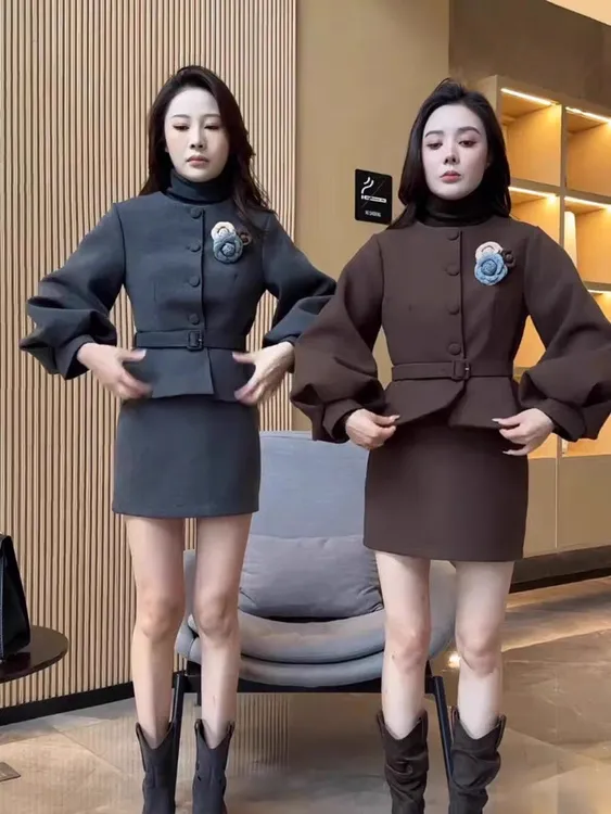 网红时尚套装轻熟风时尚韩版轻职风法式上衣静奢风