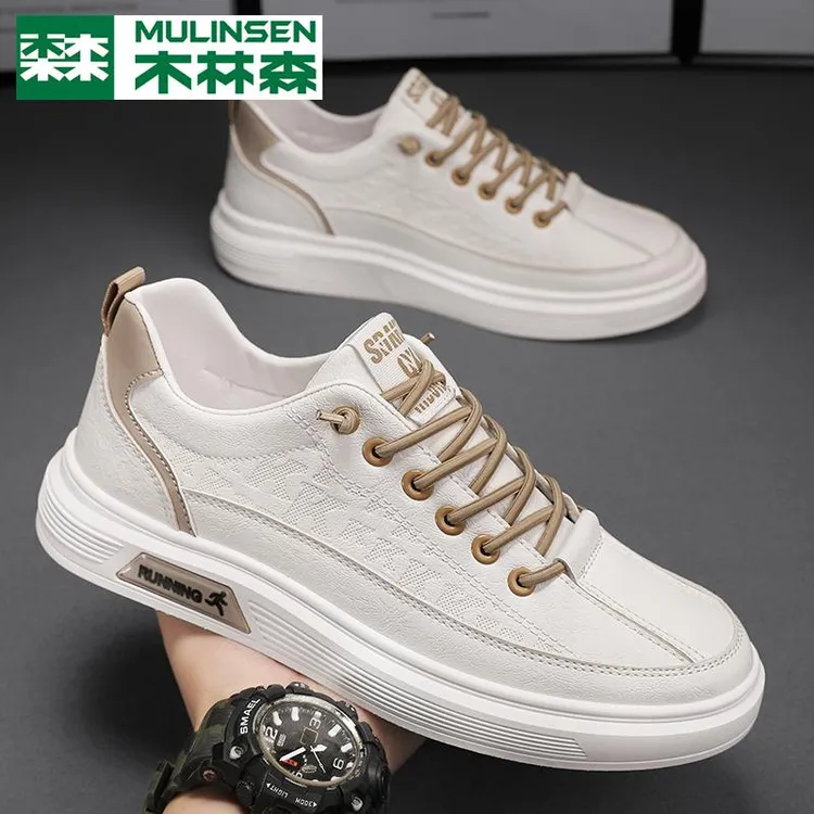 木林森男鞋夏季2024新款运动休闲平板鞋男士一脚蹬工作小白潮鞋Y