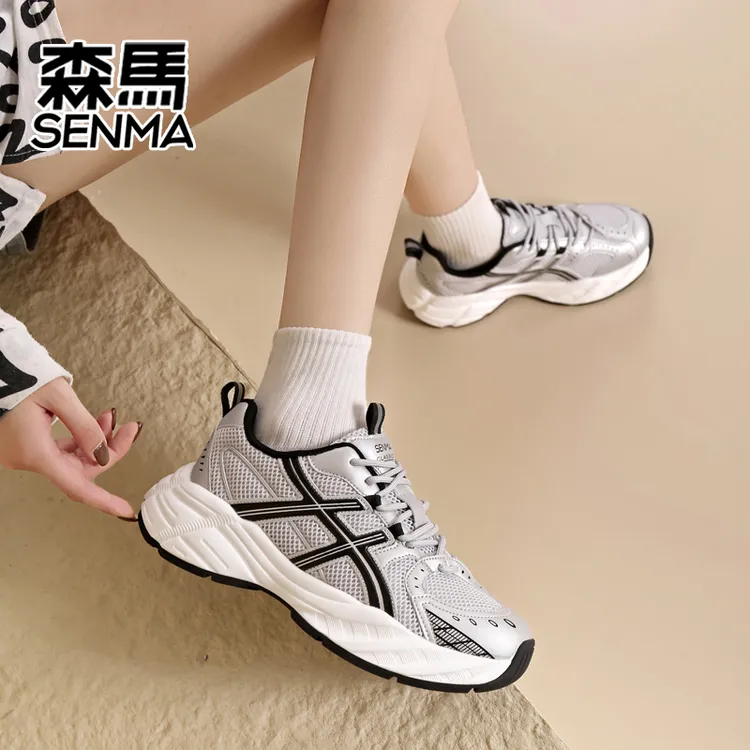 SENMA森马老爹鞋女百搭拼接缓震老爹鞋步鞋跑鞋轻便女款2706