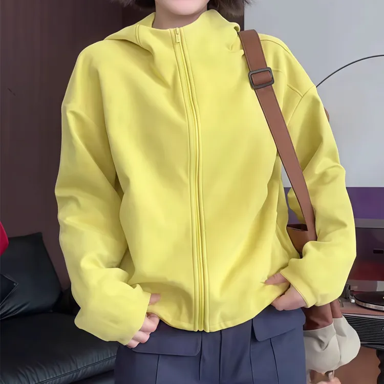 连帽拉链抽绳下摆卫衣女秋季2025新款运动休闲开衫百搭长袖短外套