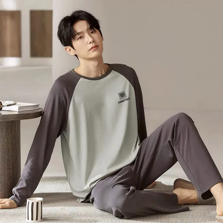 男士睡衣海岛棉春秋季爆款2025新款棉质长袖大码家居服秋冬可外穿