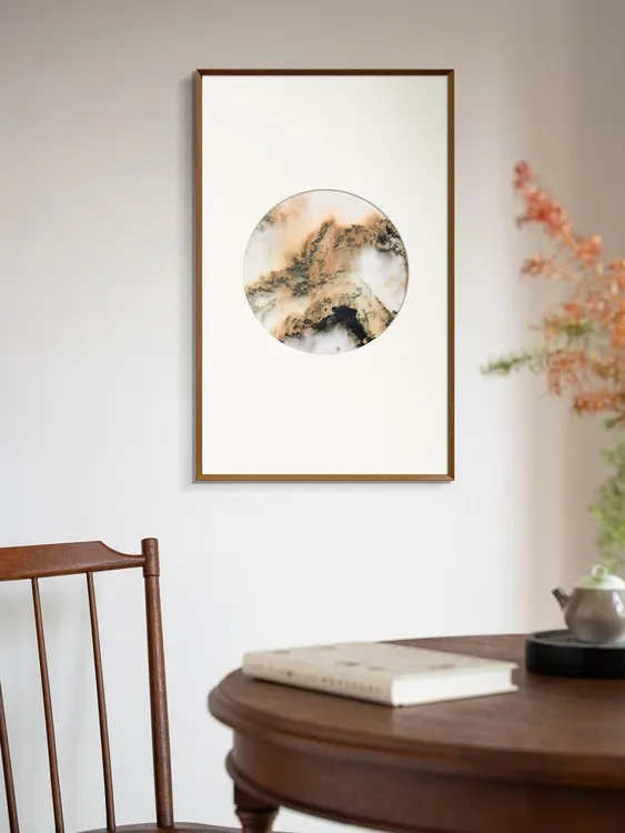 【秋岚】客餐厅茶卧室家居入户玄关通道装饰天然大理石禅意挂画