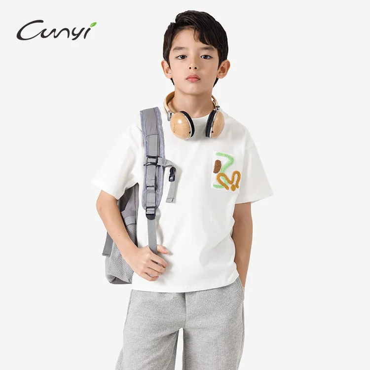 纯一良品童装儿童7A级抗菌短袖T恤2025夏季中大童亲肤透气上衣