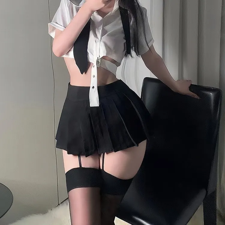 新款jk辣妹学院风黑色制服气质性感暗黑系纯欲风显瘦日系时尚家居