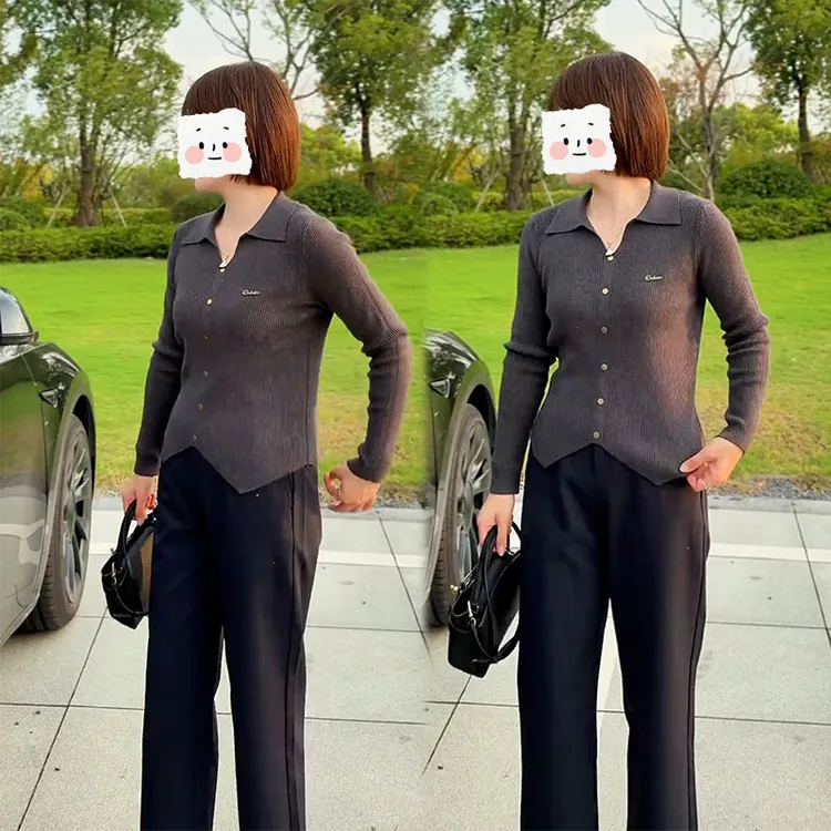 秋季新款设计感一整套减龄修身型长袖上衣女搭配休闲九分裤两件套