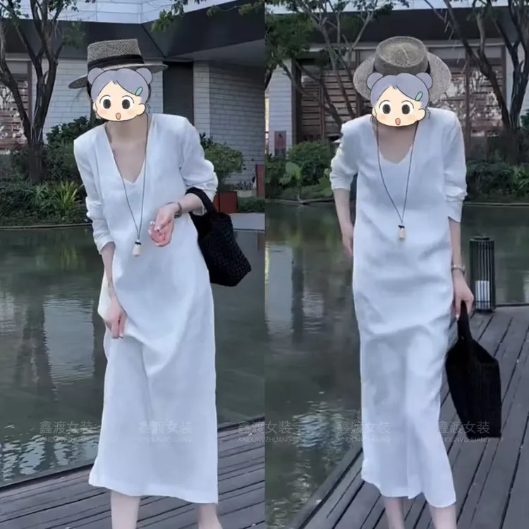 2025夏季新款时尚显瘦气质女士网红洋气连衣裙百搭款D5349