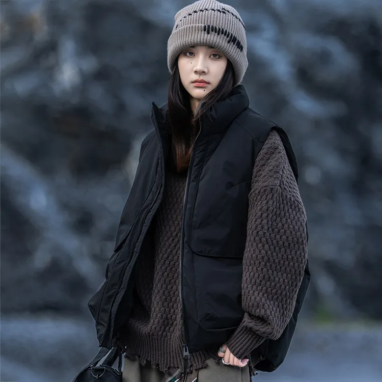 AOGZ鸭绒工装羽绒马甲男秋冬季宽松潮牌加厚保暖男女外穿羽绒背心