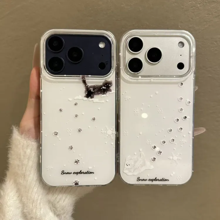 玩雪小猫小狗适用苹果iPhone17/16/15华为p70/oppo/imd情侣手机壳
