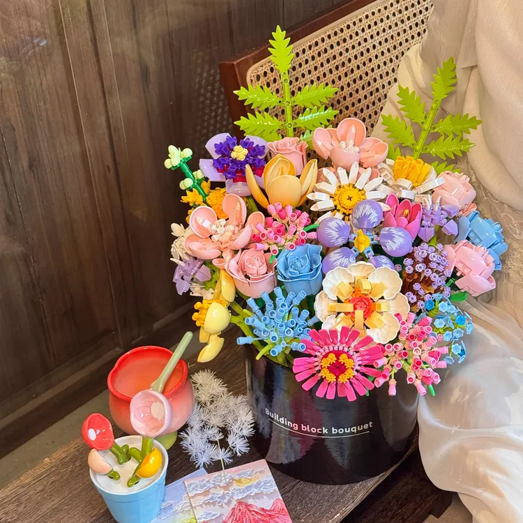 手工diy仿真花520情人节玫瑰积木花束套装礼物送纪念母亲生日