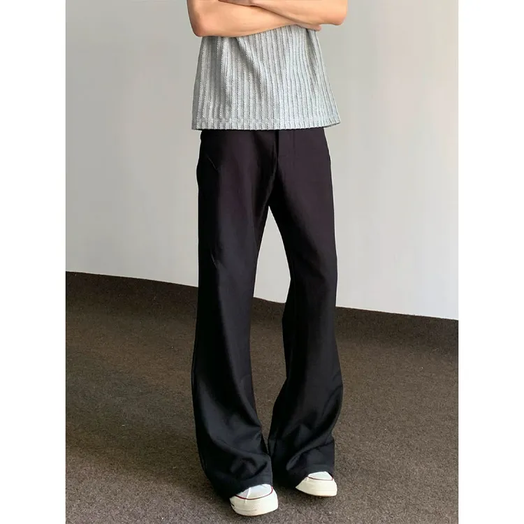 美式弯刀黑色西裤男款垂感高级感ootd穿搭裤子cleanfit直筒微喇裤