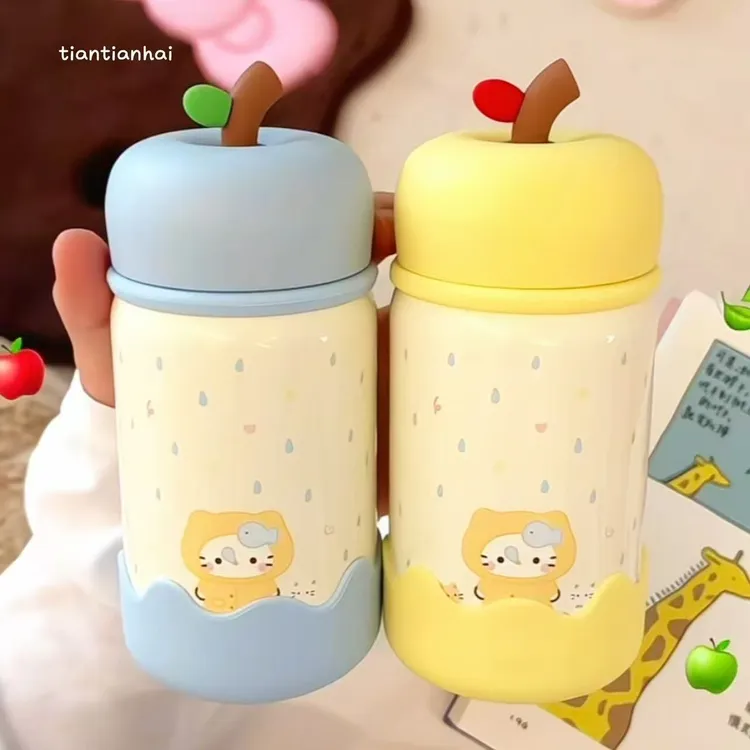 【唯依】kt猫苹果保温杯便携水杯ins可爱小巧学生随手杯女生直饮杯