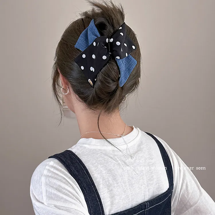 撞色波点三角抓夹女高级感发量大鲨鱼夹2025新款气质发夹时尚发饰