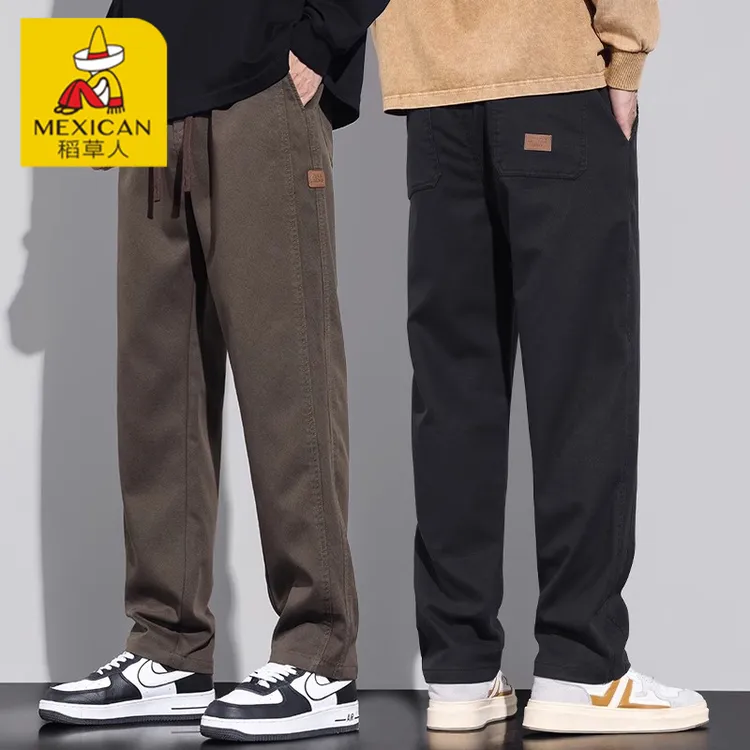 Mexican/稻草人2025春季新款男士百搭宽松直筒潮流美式高街休闲裤