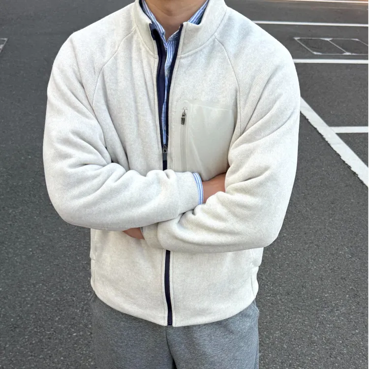 MOLAN/墨岚秋冬立领外套加厚休闲百搭男款纯色保暖拉链卫衣加绒