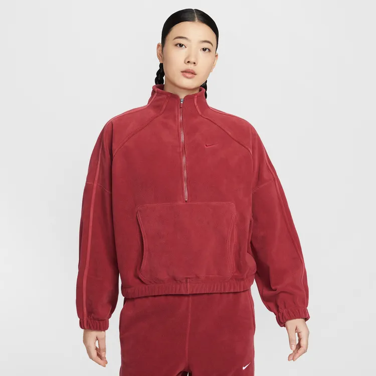 【马年红品】NIKE新年战袍女子摇粒绒半长拉链开襟上衣HV3716-613
