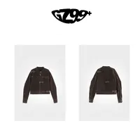 九儿【点燃欢欣】  冬季新款简约时尚百搭拉链夹棉皮绒外套-T6708