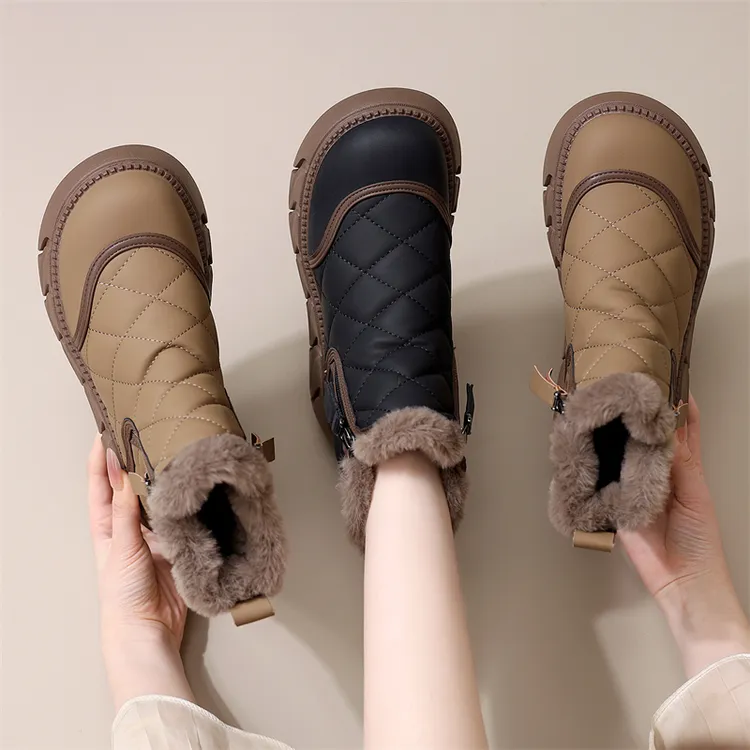 抗寒舒适加绒加厚雪地靴女2025冬季新款东北外穿厚底圆头大棉短靴