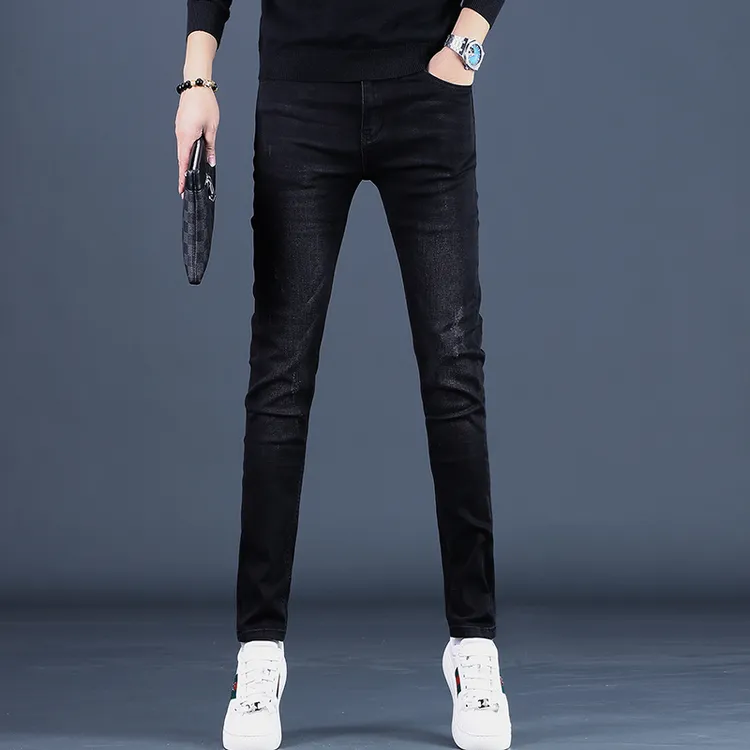 秋冬季高端加绒黑色牛仔裤男修身小脚男裤2025年新款裤子男士长裤
