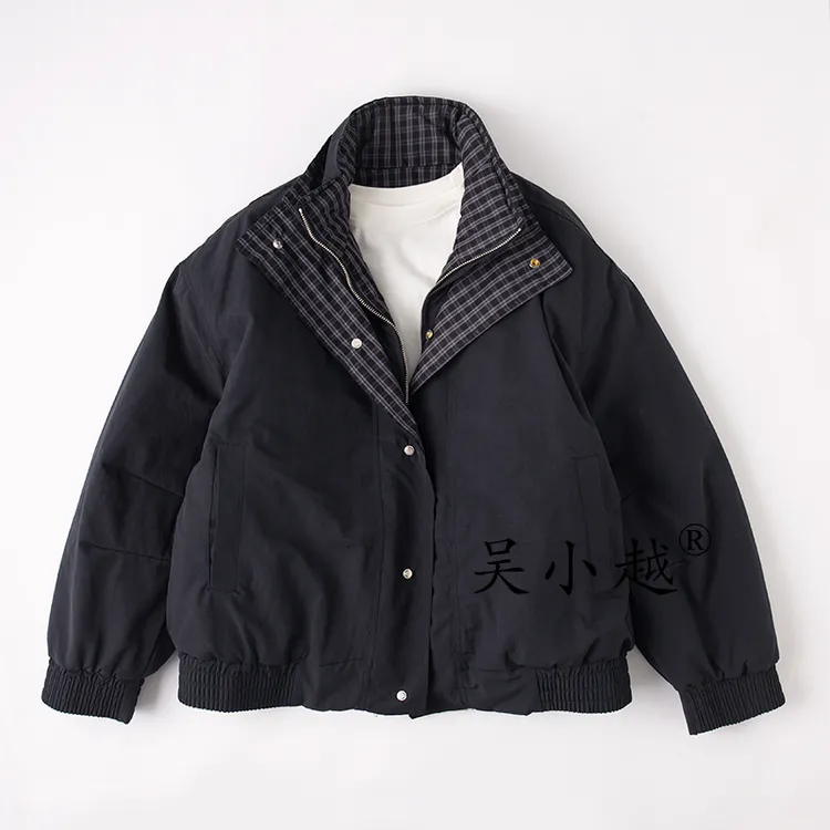 吴小越w1747男童假两件格子秋冬装加棉新款洋气儿童冬季加厚外套