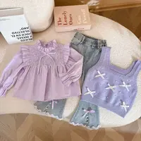 女童衬衫马甲三件套春装新款儿童装上衣女孩衣服衬衣时髦洋气可爱