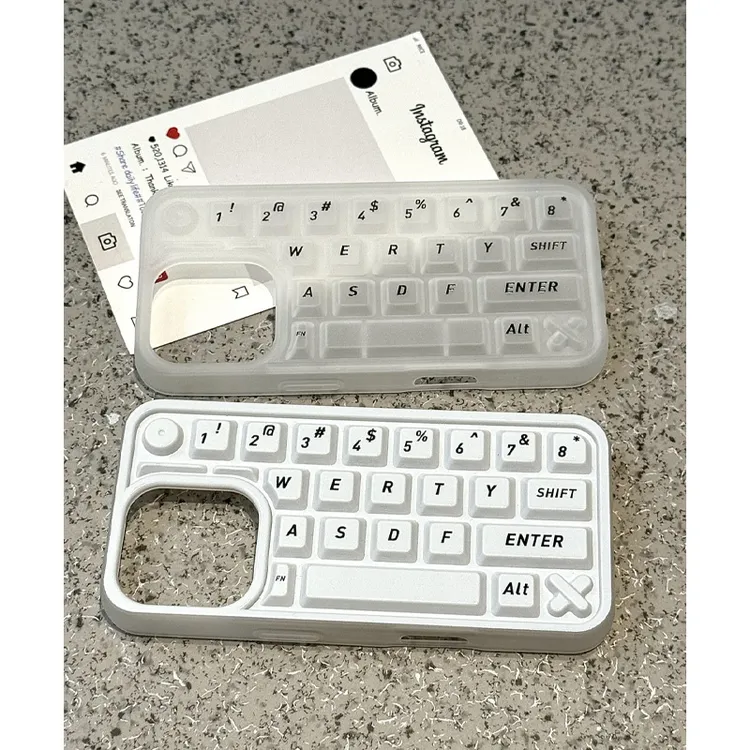 BANCA简约立体字母键盘适用苹果16promax手机壳15创意14大孔13/12