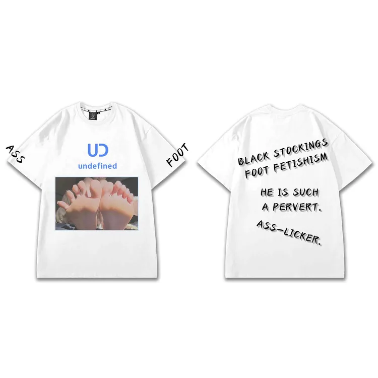 【undefined】玉足表达自我印花短袖白色T恤圆领纯棉夏季百搭