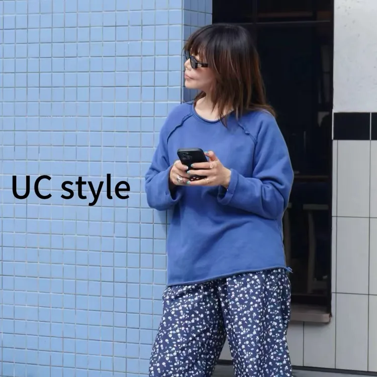 【UC STYLE】A8662‘尼斯周末’卷边纯色圆领卫衣主播穿S码