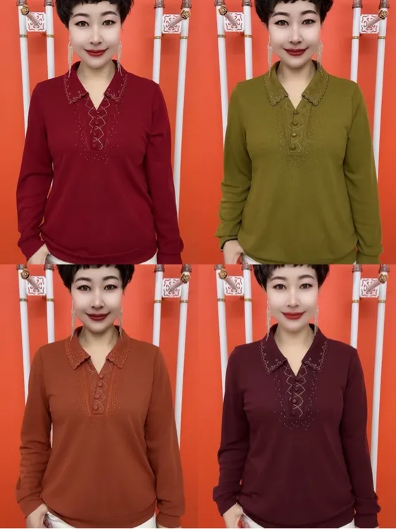 时尚方领四扣焦麻衫