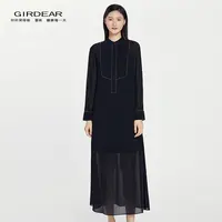 【二折商品，不退不换】哥弟优雅金银丝收边透纱洋装连衣裙1500253