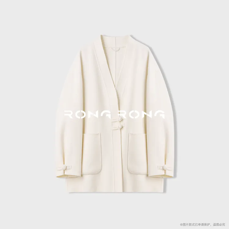 溶溶【雾川风月】RONGRONG 100绵羊毛盘扣新中式双面呢大衣OL6326