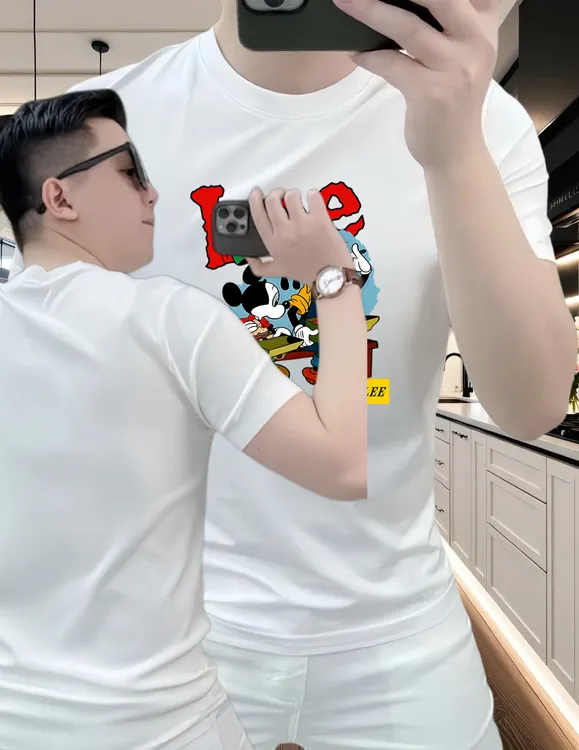 欧货时尚印花卡通短袖T恤男士夏季潮牌痞帅男装上衣修身圆领体恤