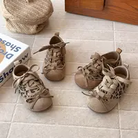 【辣妹子】韩版时尚豹纹德训鞋秋季新款女童单鞋魔术贴软底休闲鞋