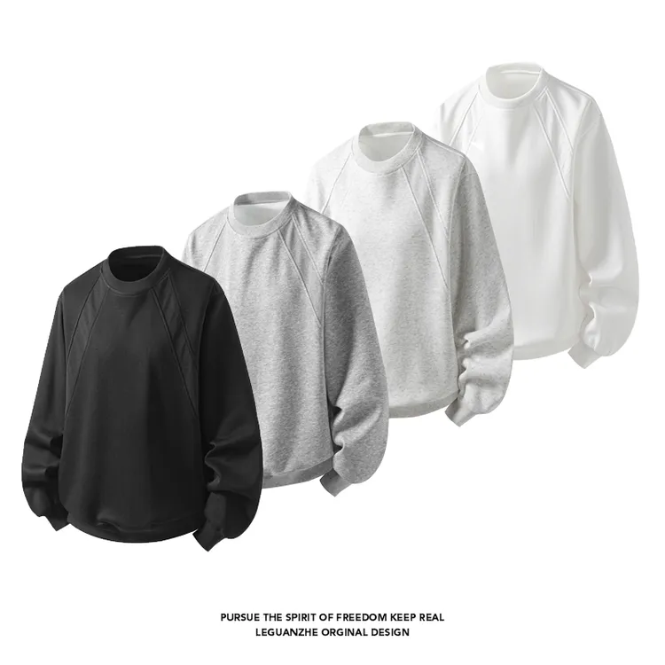 VUUG美式重磅解构圆领卫衣男款春秋季简约百搭cleanfit休闲上衣服
