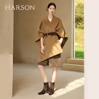 【绒里】哈森粗跟短靴女鞋黑色百搭弹力靴时装靴瘦瘦靴HWA250160