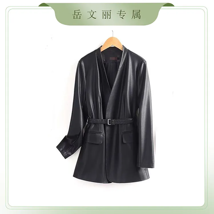 2025春秋新款真皮皮衣女气质名媛设计高端绵羊皮休闲西装外套
