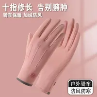 女士秋冬加厚触屏保暖防风户外骑行开车运动手套