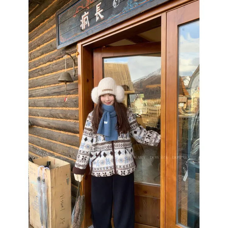 大婉酱肉肉微胖定制【费尔岛外套】冬季韩系厚款简约显瘦外套3004X 